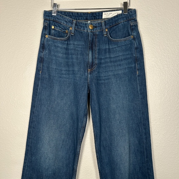 Rag & Bone women size 28 Logan mid rise wide leg jeans Annalise dark blue - Picture 3 of 14